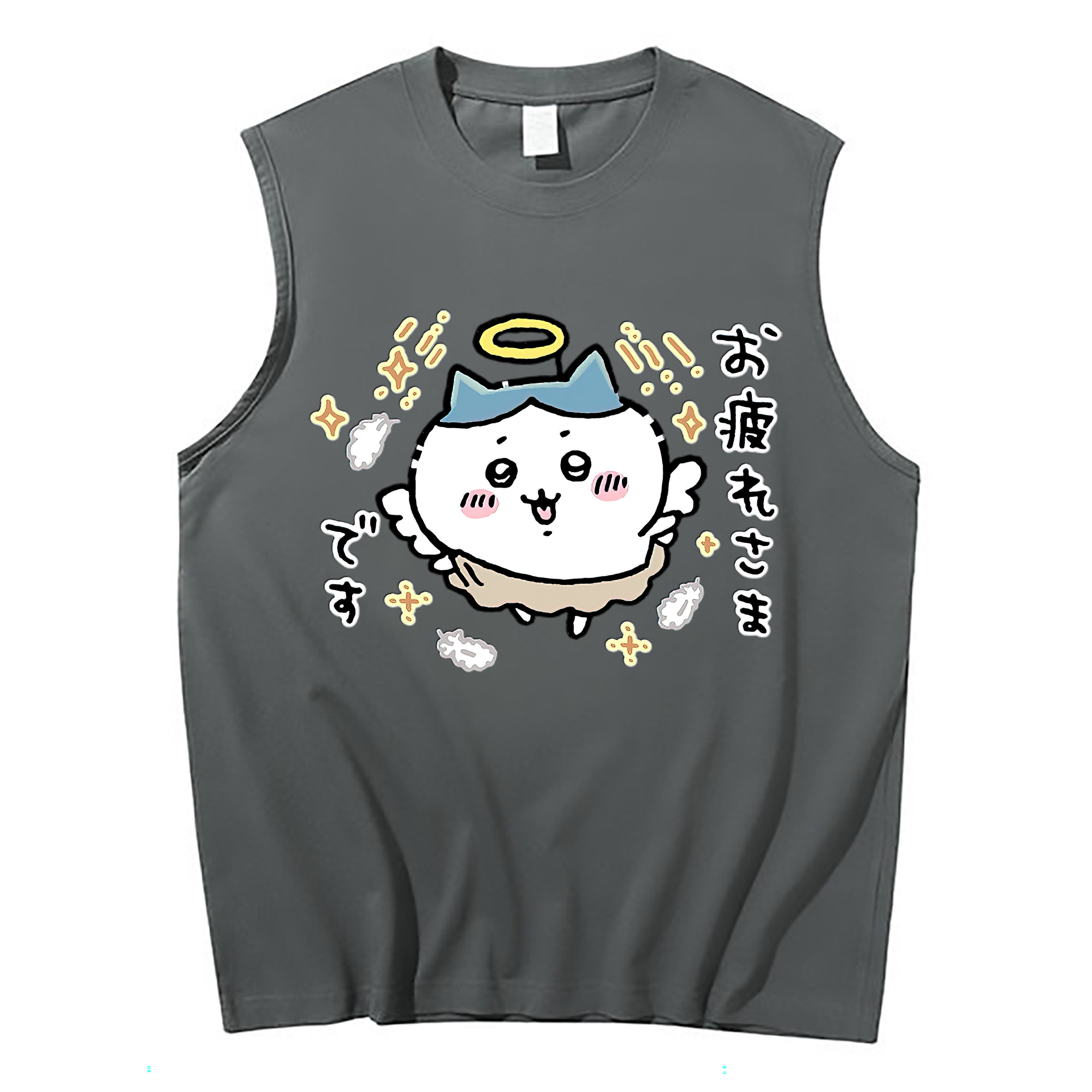 （画像用） ちいかわ ハチワレ Chii-kawa hachiware コットン100％タンクトップ（フロントプリント）
